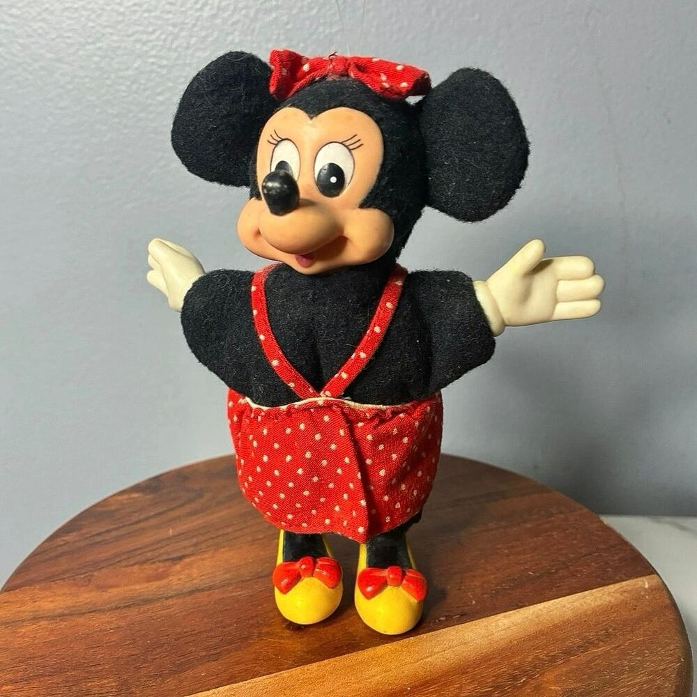 Vintage Minnie Mouse Disney Cosrich Flocked Ornament Figure Made in Philippines